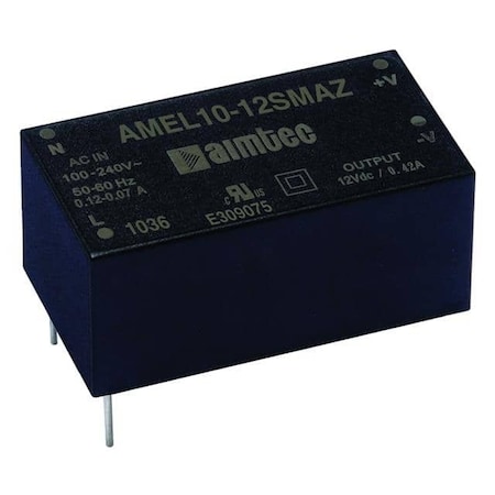 Aimtec AC/DC to DC Converter, 90-264V AC/130-370V DC to 3.3/5V DC, 7.9VA, 47 to 440 Hz AMEL10-3.35DMAZ